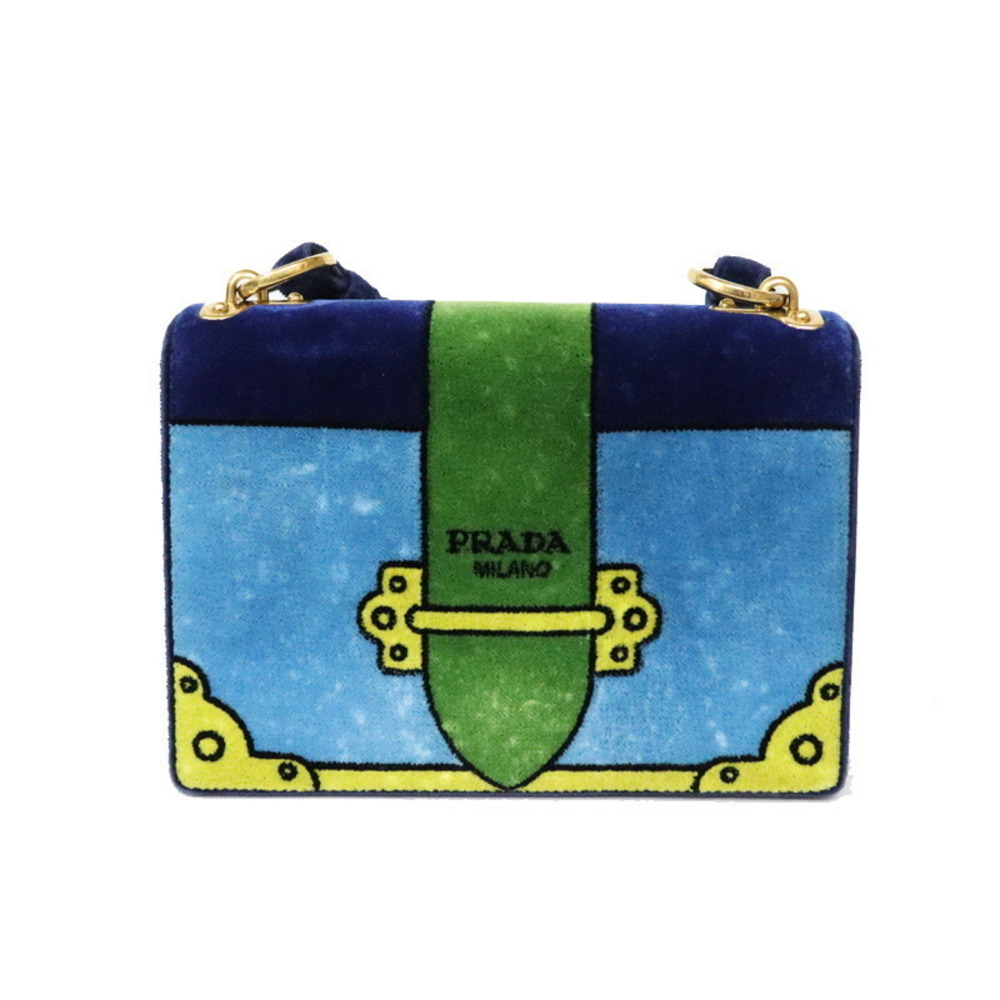 PRADA Cahier Shoulder Bag Velvet Blue